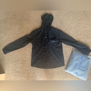 Mens Long Sleeve Button-Up Shirt with Hood